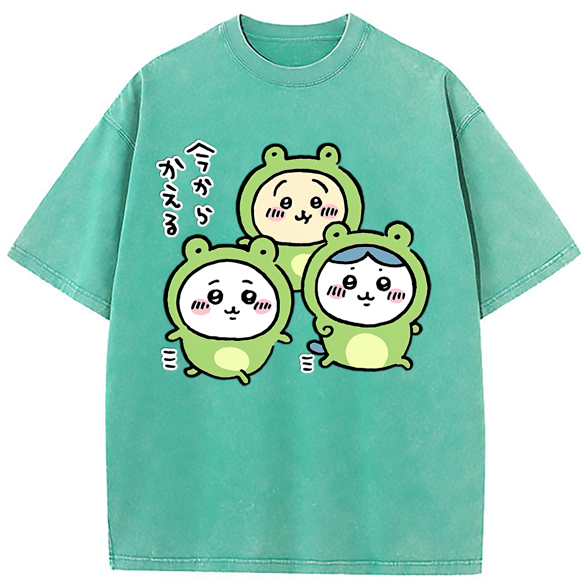 （画像用） ちいかわ ハチワレ Chii-kawa hachiware 綿100% ヴィンテージ風 半袖Tシャツ（フロントプリント）